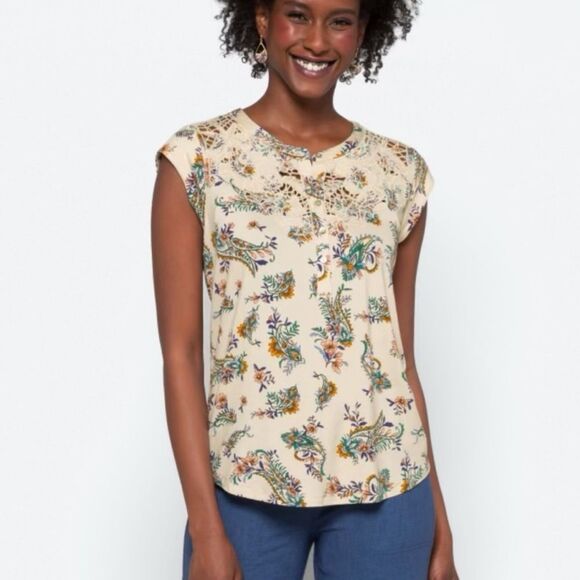 Daniel Rainn Torres Split Neck Knit Top Off White Medium Stitch Fix Nwt - Picture 1 of 5